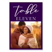 Royal Lila Couple Foto Abend Wedding Tischnummer (Vorderseite)