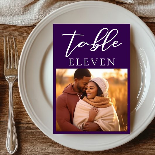 Royal Lila Couple Foto Abend Wedding Tischnummer