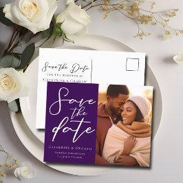 Royal Lila Couple Foto Elegant Rettend Foto Ankündigungspostkarte