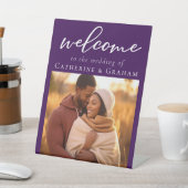 Royal Lila Couple Foto Hochzeit Empfang Sockelschild (In SItu)