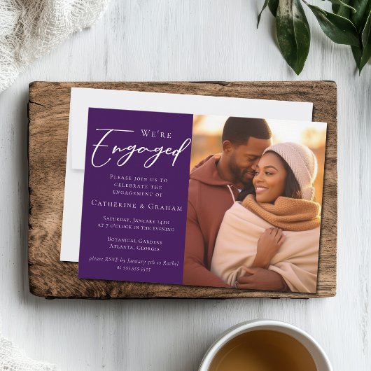 Royal Lila Couple Foto Verlobung Ankündigung