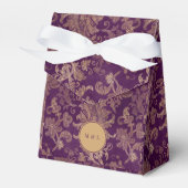 Royal Lila Damask Monogram-Gastgeschenk Hochzeit Geschenkschachtel (Vorderseite)