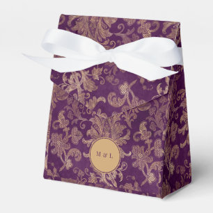 Royal Lila Damask Monogram-Gastgeschenk Hochzeit Geschenkschachtel