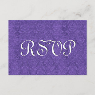 Royal Lila Damask UAWG Wedding Response S210 RSVP Karte