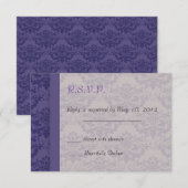 Royal Lila Damask Wedding RSVP Karte (Vorne/Hinten)