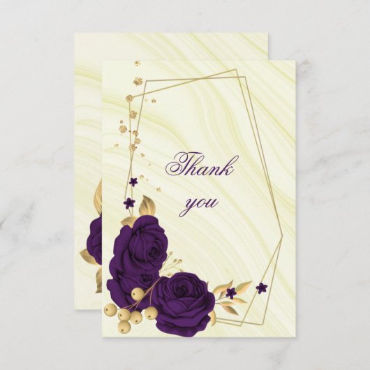 Royal lila dankeskarte (Vorne/Hinten)