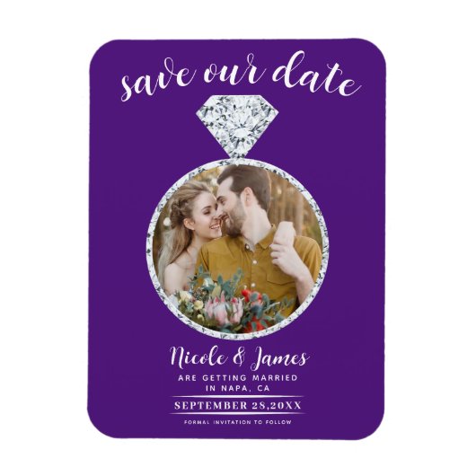 Royal Lila Diamond Ring Foto Save the Date Magnet (Vertikal)