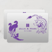 ©Royal Lila Dragon-Phoenix Chinese Wedding Einladung (Vorne/Hinten)