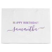 Royal Lila Elegant Script Signature Name Große Geschenktüte (Vorderseite)