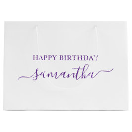 Royal Lila Elegant Script Signature Name Große Geschenktüte