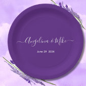 Royal lila - elegante Schrift personalisiert Pappteller