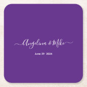 Royal lila - elegante Schrift personalisiert Rechteckiger Pappuntersetzer (Vorderseite)