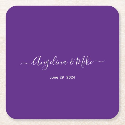 Royal lila - elegante Schrift personalisiert Rechteckiger Pappuntersetzer (Vorderseite)