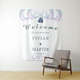 Royal Lila Faith Mini Floral Wedding Background Wandteppich