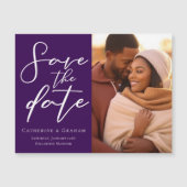 Royal Lila Foto Save the Date Magnetkarte (Vorderseite)