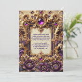 Royal Lila & Gold Baroque Wedding Card Einladung (Stehend Vorderseite)