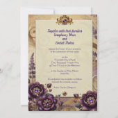 Royal Lila & Gold Baroque Wedding Card Einladung (Rückseite)