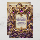 Royal Lila & Gold Baroque Wedding Card Einladung (Vorne/Hinten)