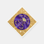 Royal Lila, Gold, Birthday Napkins Personalisiert Serviette (Ecke)