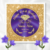 Royal Lila, Gold, Birthday Napkins Personalisiert Serviette