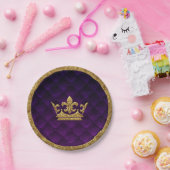 Royal Lila & Gold Crown Elegantes Royal Storybook Pappteller (Party)