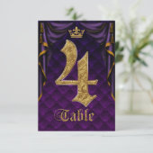 Royal Lila Gold Crown Wedding Tischnummer 4 (Stehend Vorderseite)