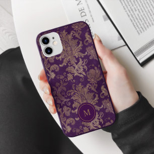 Royal Lila Gold Damask Monogram Case-Mate iPhone Hülle
