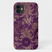 Royal Lila Gold Damask Monogram Case-Mate iPhone Hülle (Rückseite)