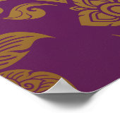 Royal Lila Gold Damask Muster Fleur Monogram Poster (Ecke)