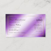 Royal Lila Gold Decke mit Monogram und Logo Visitenkarte (Rückseite)