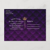 Royal Lila Gold Drapes Scroll Wedding Rett Date Ankündigungspostkarte (Rückseite)