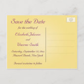 Royal Lila, Gold Floral Save the Date Postkarte (Rückseite)
