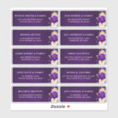 Royal Lila Gold Floral Wedding Guest Address Aufkleber (Blatt)