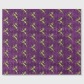 Royal Lila Gold Lion Wrapping Paper Geschenkpapier (Flach)