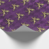 Royal Lila Gold Lion Wrapping Paper Geschenkpapier (Ecke)
