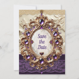 Royal Lila & Gold Save the Date Card Einladung