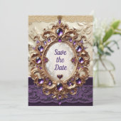 Royal Lila & Gold Save the Date Card Einladung (Stehend Vorderseite)