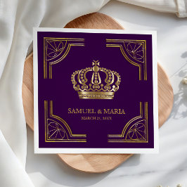 Royal Lila Gold Verziert Crown Wedding Serviette