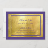 Royal Lila & Gold Wedding rettet das Datum Save The Date (Vorderseite)