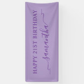 Royal Lila Happy 21. Geburtstag Ribbon Name Banner (Vertikal)