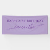 Royal Lila Happy 21. Geburtstag Ribbon Name Banner (Horizontal)
