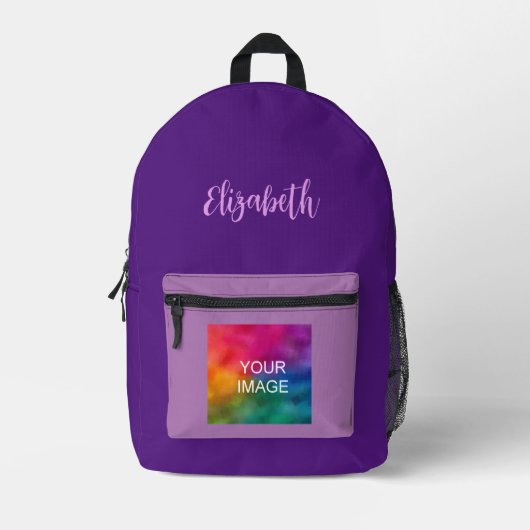 Royal Lila & Lavendel Template Skriptname Text Bedruckter Rucksack (Vorderseite)