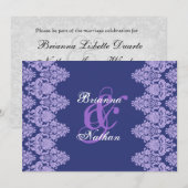 Royal Lila & Lavender Damask Einladung (Vorne/Hinten)