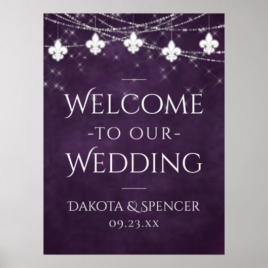 Royal Lila Lilie Light | Begrüßung Poster (Vorne)