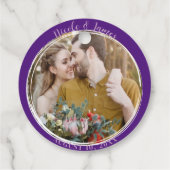 Royal Lila Minimal Round Foto Wedding Geschenkanhänger (Rückseite)