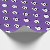 Royal Lila - Minimalistisch Panda Pattern Geschenkpapier (Ecke)