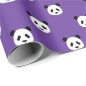 Royal Lila - Minimalistisch Panda Pattern Geschenkpapier (Rolleneckpunkt)