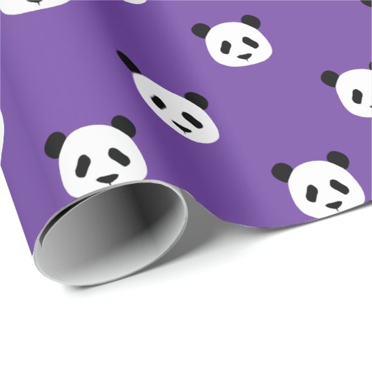Royal Lila - Minimalistisch Panda Pattern Geschenkpapier (Rolleneckpunkt)