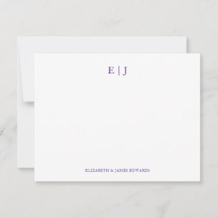Royal Lila Monogram Couple Initials Personalisiert Mitteilungskarte