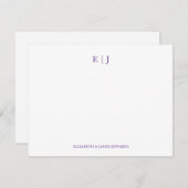 Royal Lila Monogram Couple Initials Personalisiert Mitteilungskarte (Vorne/Hinten)